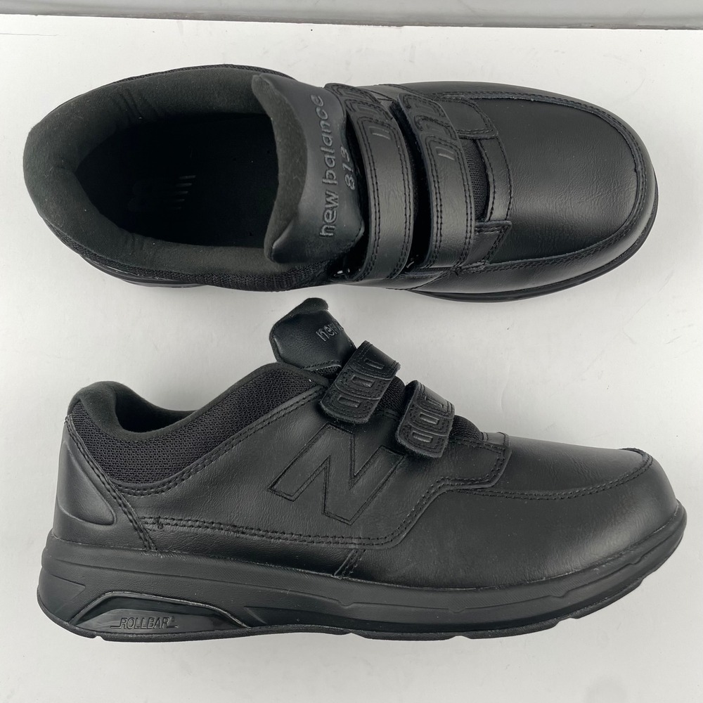 New Balance 813 Shoes Black Leather Hook And Loop Straps - Mens Size 10 Wide 4E